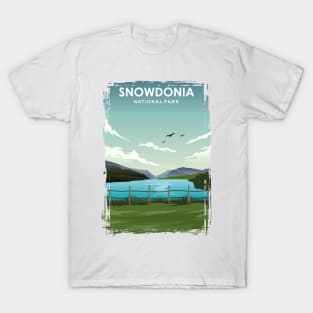 Snowdonia National Park Wales UK Travel Poster T-Shirt